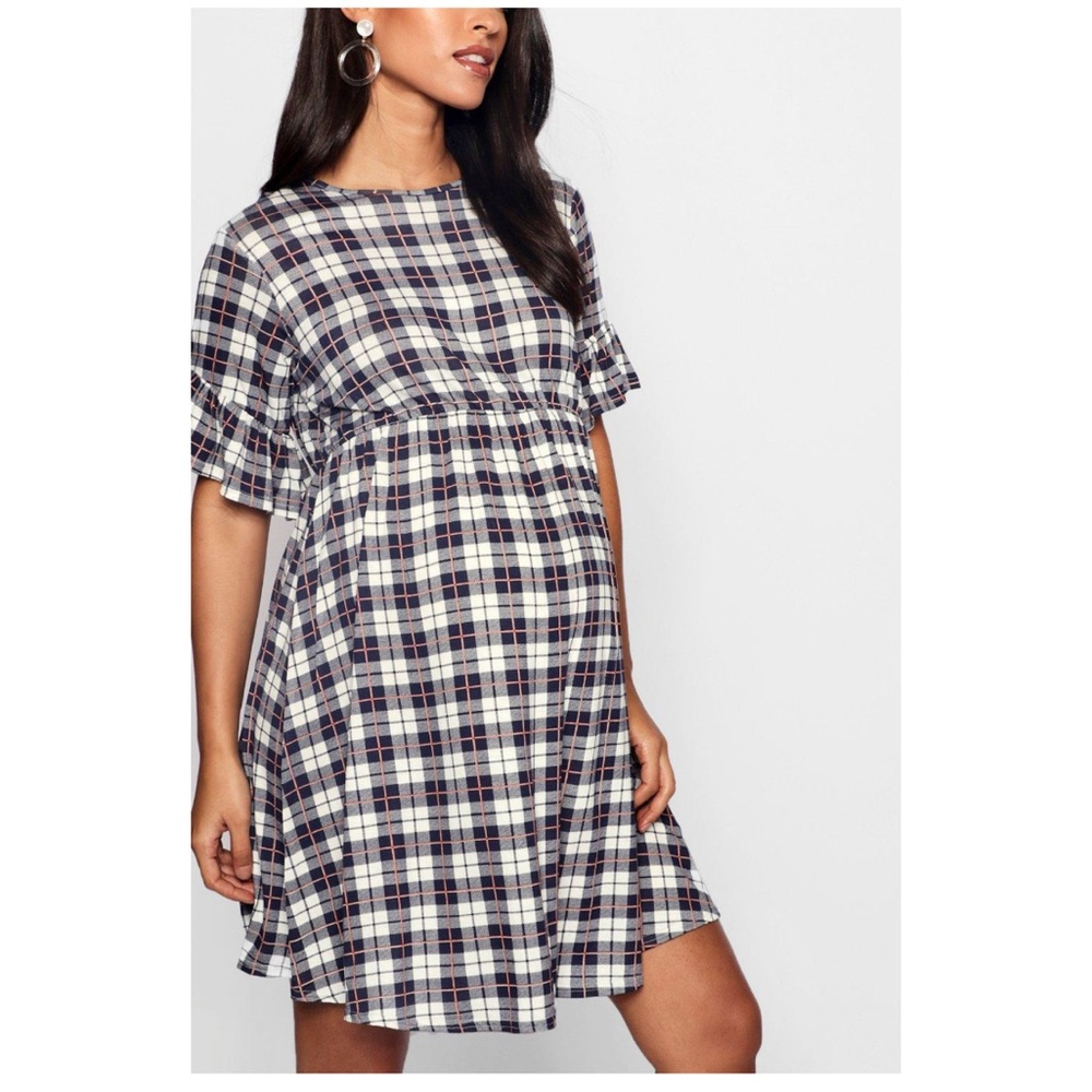 Boohoo Plaid Mini Dress - Black and White